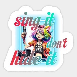 A cute cat girl sings Sticker